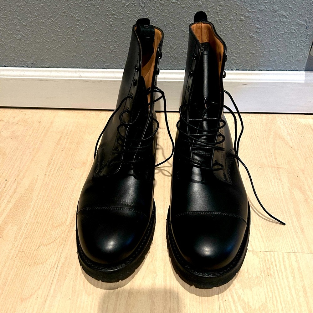 Joseph & Cheaney Men’s Trafalgar Capped Derby boot -black Calf Leather. 8 1/2
